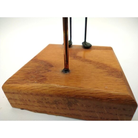 Metal Flea Music Conductor on Wood Block Vintage 1980s Insect Sculpture 3 Inch - Picture 5 of 8